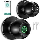 Fingerprint Door Lock，Smart Door Knob, Smart Biometric Door Lock Fingerprint Door knob with App Control Suitable for Bedroom,Utility Room,Apartments Offices,Hotels(Black)