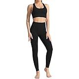 WodoWei Women 2 Piece Workout Outfits Sports Bra Seamless Leggings Yoga Gym Activewear Set (YO610-black-M)