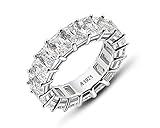 AINUOSHI 6.7mm Sterling Silver Radiant Cut Eternity Band Cz Engagement Ring Zirconia Wedding Band Size 4 to10 (5.5)