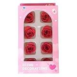 Sentovac 8 Pcs Red Rose Flowers Candy Dessert Icing Decoration Edible Valentines Day Sprinkles DIY For Cookie Cake Cupcake Topper Icing Frosting Decoration Holiday Party Supplies
