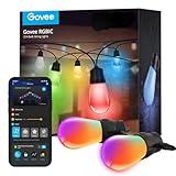 Govee Outdoor String Lights H7015 with 15 Dimmable RGBIC LED Bulbs, 48ft IP65 Waterproof Shatterproof Valentines Decorations, Color Changing Warm White Lights with 47 Scene Modes for Valentines Day