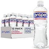 Propel Immune Support Electrolyte Enhanced Water Sports Drink, Orange Raspberry Flavored Water, 100% DV Vitamin C + Zinc, Zero Calorie & Zero Sugar Hydration with Electrolytes and Vitamins, 16.9 fl oz Water Bottles (12 Pack)