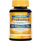 NewRhythm Probiotics 50 Billion CFU 20 Strains, 60 Veggie Capsules, Targeted Release Technology, Stomach Acid Resistant, No Need for Refrigeration, Non-GMO, Gluten Free