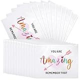 Reginary 50 Pcs Inspirational Gifts Bulk for Women Cosmetic Bag EVA You Are Braver Awesome Makeup Bag with Zipper for Birthday Graduation Christian Easter Encouragement Gifts(Heart Amazing)