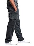 G-Style USA Men's Solid Fleece Heavyweight Cargo Pants FL77 - Charcoal - 2X-Large
