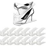 beehomay Shoe Slots Organizer，12Pack Clear Shoe Stackers for a Pair of Shoes,Adjustable Shoe Rack with Three Levels，Shoe Storage Shoe Space Saver