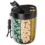 PULIV Large Supplement Organizer Bottle, Holds Plenty of 6 Various Vitamins in 1 Pill Dispenser with Anti-Mixing & Wide Openings Design, Easy to Retrieve Meds, Includes 20 Pcs Stick-on Labels