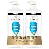 Pantene Classic Clean 2-In-1 Shampoo & Conditioner Set, Pro-V Nutrients for Dry, Color-Treated Hair, Nourishment & Hydration, Antioxidant-Rich, 27.7 Fl Oz Each, 2 Pack + Miracle Rescue Shot (0.5 Oz)