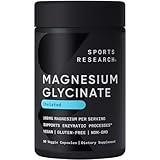Sports Research® Magnesium Glycinate - Supports Restful Sleep & Enzymatic Processes - 160 mg Chelated Magnesium - Vegan Capsule - 90 Count