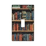 Classic Wall Plates, library bookshelf book, Light Switch covers, Electrical Outlet Covers, Duplex receptacle wall plates, Mid-Size Decorator Wall Plates - 4.5 x 2.76 IN