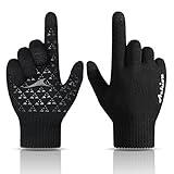 Achiou Winter Gloves, Glove for Men Women, Upgraded Touch Screen Texting Warm Running with Thermal Soft Knit Lining