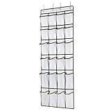 SAVERHO Over The Door Shoe Organizer, Hanging Shoe Organizer with 24 Mesh Large Pockets Door Shoe Rack Organizer for Men Women Kids Hanging Shoe Storage Bag.(White