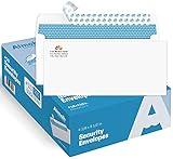 Aimoh 500#10 Custom Printed Security Tinted Self-Seal Envelopes - Personalized with Logo and Address/Return Address Imprinted -Size 4-1/8 X 9-1/2" -White -24 LB -Box of 500 Count (74010)