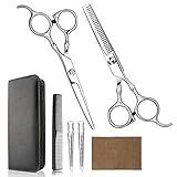 Hair Cutting Scissors Professional Home Haircutting Barber/Salon Thinning Shears Kit with Comb and Case for Men/Women (Silver)