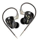 KZ DQS in Ear Monitor Headphones,Dynamic Driver Semi-Open HiFi Bass Earbuds Earphones with Detachable Cable Noise Isolating Earbuds 3.5MM Jack Plug for Smartphones/PC/Laptop/Tablet(Black,Without Mic)