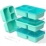 Enstphjoy Bento Lunch Box - 4 Pack, Snack Box Containers Meal Prep Container Microwave Safe, Lunch Box of 4-Compartment, Bento Box Adult Lunch Box, Dishwasher Safety (PP(Blue))