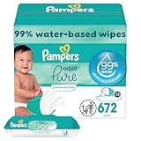 Pampers Aqua Pure Sensitive Baby Wipes, 99% Water, Hypoallergenic, Unscented, 12 Flip-Top Packs (672 Wipes Total)