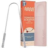 MasterMedi Tongue Scraper with Case Easy to Use Tongue Scraper for Adults, Tongue Cleaner for Oral Care & Hygiene (Single Pack (with Travel Case))