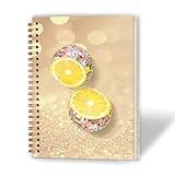 XUNLURY Trendy Lemon Disco Ball Notebook, Glam Mirror Ball Lemons Journal, Preppy Disco Fruit Journal, Yellow Funky Maximalist Aesthetic Hardcover Spiral Notebook, 5.5x8.3 Inch