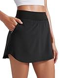 CRZ YOGA Dolphin Golf Skirts for Women A Line High Waisted Casual Athletic Mini Tennis Pickleball Skort with Zipper Pocket Black Medium