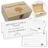 Share a Memory Card for Celebration of Life Decorations, 50Pcs Funeral Memory Cards with Wooden Box, Mmemory Box for Funeral Graduation Wedding, Funeral Favors for Celebration of Life Ideas