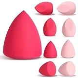 8pcs Makeup Sponge Set Professional Blender Sponge Soft Concealer Sponge Facial Makeup Tools for Foundation Liquid Powder, Stocking Stuffers for women(Pink&Rose Red)