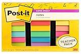 Post-it Super Sticky Notes Teacher Pack, Assorted Colors, 3 in. x 3 in., 15 Pads/Pack, 45 Sheets/Pad (654-15SSBTS-SR)
