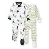 Burt's Bees Baby Baby 2-Pack Boys Sleeper PJs, 100% Organic Cotton, One-Piece Footie, Zip Up Jumpsuit, Snug Fit Pajamas, Toucan, 12 Months