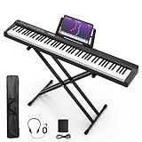 Digital Piano 88 Key Full Size Semi Weighted Electronic Keyboard Piano Set with Stand,Built-In Speakers,Electric Piano Keyboard with Sustain Pedal,Bluetooth,MIDI/USB/MP3 for Beginners Adults-Q