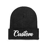 Custom Beanie Hat Personalized Winter Knitted Hat Add Design Your Own Text/Logo/Image Beanie,Winter Hats for Men Women Knitted Print Hat Black