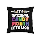 Funny National Candy Month Rainbow Lollipop Pride Throw Pillow