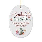 Santa's Favorite Customer Care Executive Ornament Gifts - Oval Shaped for Happy New Year Merry Xmas Friend Coworker Office Circle 2024 2025 2026 Party Decor