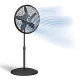 Lasko Pedestal Fan, Oscillating Fan for Bedroom with Adjustable Height and 3 Cooling Speeds, Portable, 18", Black