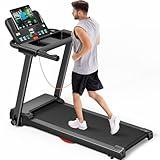 LONTEK Treadmills for Home, 3.0HP Quiet Brushless Folding Treadmill with Heart Rate Sensor, Silicone Damping System, 300lbs Weight Capacity, Holder for Cup&Phone