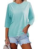 Dailiup Women's Casual 3/4 Sleeve T-Shirts Loose Round Neck Cute Tunic Tops Basic Tees Blouses