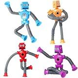 SYSAMA 4 Pcs Telescopic Suction Cup Robot Toy, Coolest Pop Tubes Sensory Toys for Toddlers, Educational Fidget Toys Robot Party Favors for Anxiety Kids for 3-9 Year Old Boys Girls