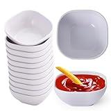 SHECIPIN 12 pack wheat straw dipping bowls 4.5oz,alternative plastic soy sauce dishes,unbreakable small dessert bowls microwave and dishwasher safe for snack,sushi,condiment (white)