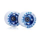 CLAS FOX 95A Speed/Derby Wheels Aluminum Roller Skate Wheels Indoor Roller Replacement wheel (Set of 8) (White PU Blue Core)