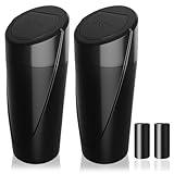 Car Trash Can Bin with Lid - 2 Packs Car Garbage Can Cup Holder - Black Mini Leakproof Vehicle Trash Garbage Can Bin with 40pcs Trash Bags-Car Organizers and Storage for Front Back Seat Accessories