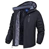 Rapoo Winter Jackets for Men Winter Coats for Men Rain Waterproof Work Jackets Coats for Men Fleece Thermal Warm Snowboard Ski Snow Jacket Coats for Men Raincoat Black L