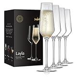 JoyJolt Champagne Glasses Layla Collection, Set of 4 – 6.7 oz Elegant Crystal Stemmed Champagne Flutes for Prosecco, Sparkling Wine, Mimosas, Cocktails, Weddings, Anniversaries, Parties