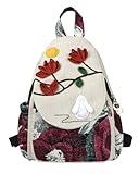 HUANGGUOSHU Bohemian Knit Backpack - Handcrafted, Stylish and Versatile Ideal Gift for Girls, Moms, and College Students Travel Essentials Mini Backpack for Women -Rabbit