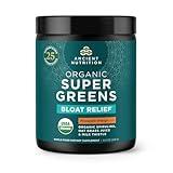 Ancient Nutrition Organic SuperGreens Bloat Relief, Digestive Enzymes, Prebiotic Fiber & Probiotics, Supports Bloat Relief & Digestive Health, 25 Superfoods, Pineapple Orange, 25 Servings