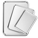 Wildone Baking Sheet Set of 3, Stainless Steel Cookie Sheet Baking Sheet Pan, 9/12/16 Inch, Non Toxic & Heavy Duty & Easy Clean