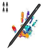 Luntak Active Stylus Pens for Touch Screens Rechargeable Tablet Pen POM Tip Magnetic iPad Pencil Stylus Pen for iPad/Pro/Air/Mini/iPhone and Other Smartphone Device-Black