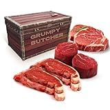 Grumpy Butcher 8 Steaks Premium Set - 4 NY Strip Steaks (10 oz), 2 Ribeye (14 oz), 2 Filet Mignon (8 oz) - Steak Food Gifts Box & Custom Note Included