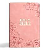 KJV Holy Bible, Giant Print with Cross-References, Soft Pink LeatherTouch with Floral Cover Design, Thumb Index, Ribbon Marker, Red Letter, Full-Color Maps, Easy-to-Read MCM Type, King James Version