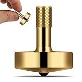 DjuiinoStar Premium Brass Spinning Top: 5-11 Minutes, Lengthened Stem, Easy to Twirl for Kids and Adults, CNC Machined, Great Time Killer, EDC Fidget Toy DST-805