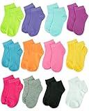 Gelante 12 Pairs Girl Children Toddler Kids Cotton Ankle Socks (US, Age, 6 Years, 8 Years, Assorted Pack Solid Color) 600-12-L