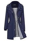 Rain Jackets for Women Waterproof Women Raincoats Outdoor Waterproof Rain Jacket Hooded Winbreaker Navy Blue L